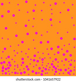 Polka Colorful Confetti Dotted Orange Background. Bubbles Circle Dots. Network Design, Technology Science, Vector Illustration. Perfect For Logo, Banner, Icon, Holiday, New year Background.