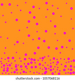 Polka Colorful Confetti Dotted Orange Background. Bubbles Circle Dots. Network Design, Technology Science, Vector Illustration. Perfect For Logo, Banner, Icon, Holiday, New year Background.