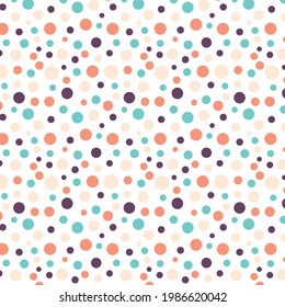 Polka Colorful dots seamless background vector pattern on transparent background