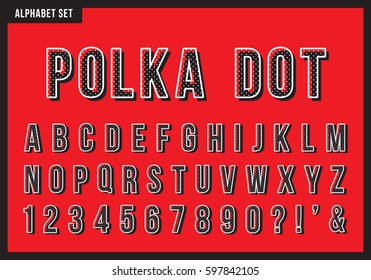 Polka dot alphabet letters set. Vector retro vintage typography. Font collection for title or headline design.