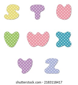 Polka Dot Alphabet.Pastel Polka Dots Font. Hand Drawn Letter Design For Scrapbooks, Albums, Crafts And Back To School Projects.