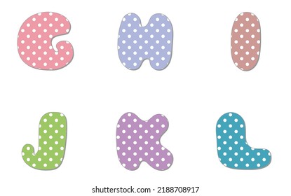 Polka Dot Alphabet.Pastel Polka Dots Font. Hand Drawn Letter Design For Scrapbooks, Albums, Crafts And Back To School Projects.