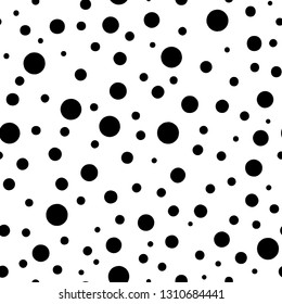 Polka dot background. Abstract seamless pattern. Black and white dotted texture. Vector illustration. Dotty wallpaper.