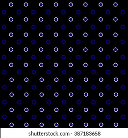 Polka dot background. Blue and white circles on the dark background