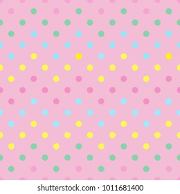 Polka dot background. Bright pastel circles seamless pattern. All over print.