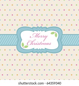 polka dot background with christmas ribbon and frame