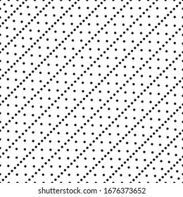 Polka dot background, diagonal. Seamless pattern, black and white. Vector illustration, EPS 10