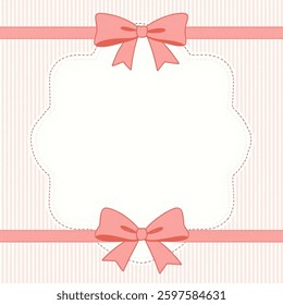 Polka dot background frame. Cute polka dots design with pink ribbon and doodle frame  border. illustration vector