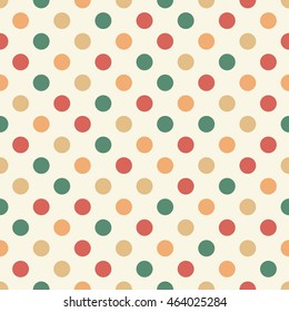 Polka dot background - red, green and orange vector.