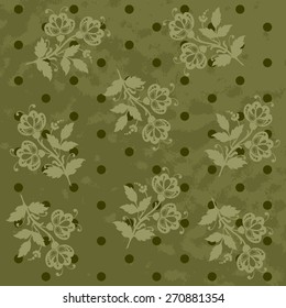 Polka dot background with vintage flowers