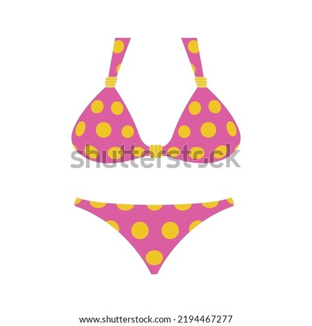 Polka dot bikini pink yellow vector emoji illustration