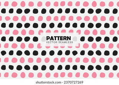 Polka dot black and pink circle shapes seamless repeat pattern