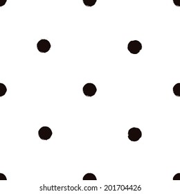 Polka dot black and white painted seamless pattern. Vector illustration