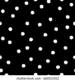 Polka dot black and white seamless pattern. Vector illustration. Textile rapport.
