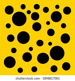 Punto polka negro y amarillo para diseño de vector de fondo