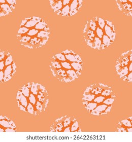 Polka dot blockprint seamless vector pattern. Neutral unisex whimsical style for wallpaper, backdrops and handmade print texture. All over vintage background. 