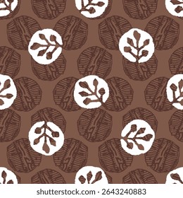 Polka dot blockprint seamless vector pattern. Neutral unisex whimsical style for wallpaper, backdrops and handmade print texture. All over vintage background. 