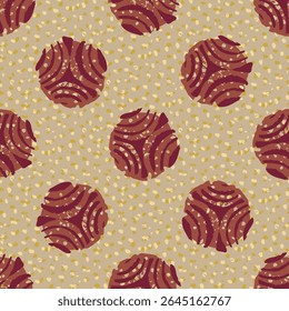 Polka dot blockprint seamless vector pattern. Neutral unisex whimsical style for wallpaper, backdrops and handmade print texture. All over vintage background. 