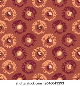 Polka dot blockprint seamless vector pattern. Neutral unisex whimsical style for wallpaper, backdrops and handmade print texture. All over vintage background. 