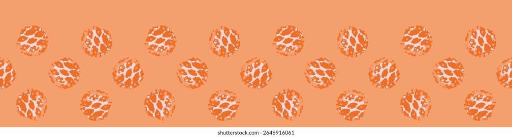 Polka dot blockprint seamless vector border. Neutral unisex whimsical style for washi tape, edging and handmade print texture. spotty vintage Ribbon. 
