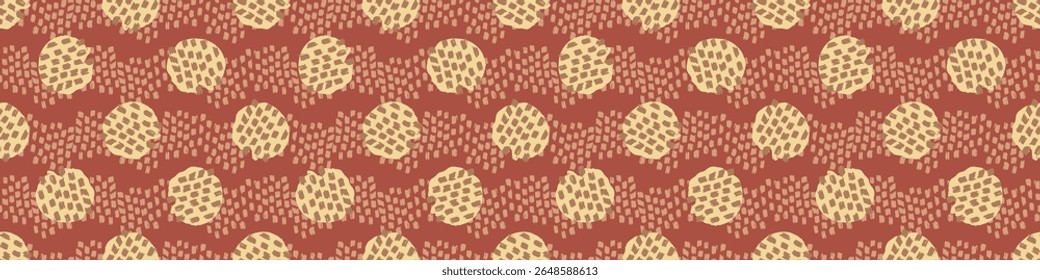 Polka dot blockprint seamless vector border. Neutral unisex whimsical style for washi tape, edging and handmade print texture. spotty vintage Ribbon. 