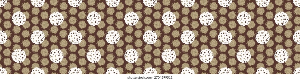 Polka dot blockprint seamless vector border. Neutral unisex whimsical style for washi tape, edging and handmade print texture. spotty vintage Ribbon. 