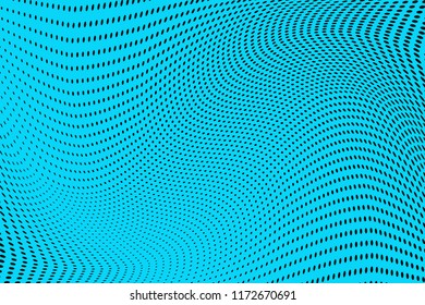 Polka dot blue black halftone pattern. Gradient dots background. Modern vector illustration. Abstract curves. Points backdrop. Bright colors dotted spotted pattern