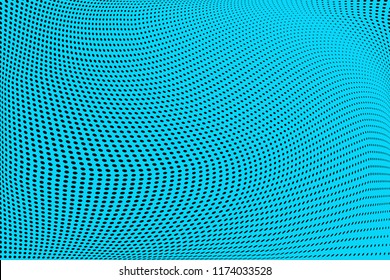 Polka dot blue black halftone pattern. Gradient dots background. Modern vector illustration. Abstract curves. Points backdrop. Bright colors dotted spotted pattern