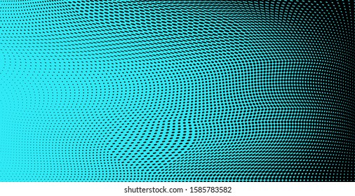 Polka dot blue gradient halftone pattern. Half tone background. Modern vector illustration. Black points backdrop. Bright colors dotted spotted panoramic pattern. Web banner template
