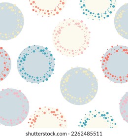 Polka dot blue navy indigo watercolor seamless pattern.  White Vector Spot Birthday.