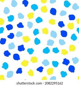 Polka dot blue and yellow abstract seamless pattern on background. Vector design for textile, backgrounds, clothes, wrapping paper, web sites and wallpaper. Fashion illustration seamless pattern.