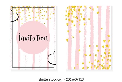 Polka Dot Border. Rose Design. Turquoise Mothers Art. Stripe Glowing Particles. Pink Vintage Print. Hand Drawn Brochure Set. Mint Birthday Illustration. Golden Polka Dot Border