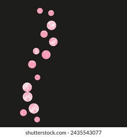 Polka Dot Border. Rose Scatter Painting. Golden Holiday Cover. December Effect. Christmas Stardust. New Year Magazine. Pink Polka Print. Golden Polka Dot Border