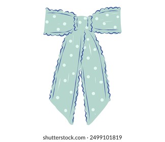 Polka dot bow with scalloped edges isolated on white background. Vector illustration for greeting card, invitation, poster, print