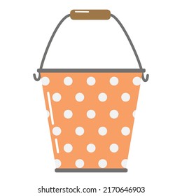 Polka dot bucket vector illustration, Garden Tools