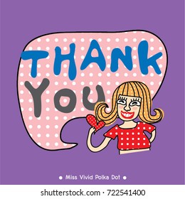 Polka dot character with wording thank you