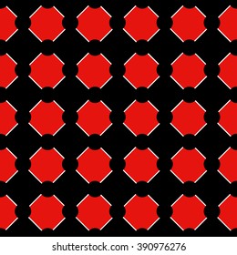 Polka dot Chess Board Grid Red Black Background Vector Illustration
