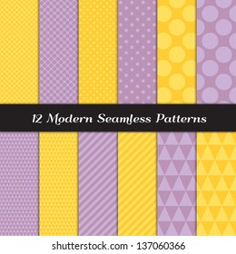 Polka Dot, Chevron, Stripe and Geometric Triangle Patterns in 2 Pantone 2013 colors of the year: Lemon Zest / yellow & African Violet. Included: Pattern Swatches made with Global Colors.