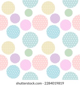 Polka dot circle pastel color so cute. White background. Pattern seamless vector illustration.