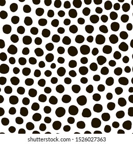 Polka dot, circles hand drawn vector seamless pattern. Circular geometrical simple texture. Monochrome, black shapes on white background. Minimalist abstract wallpaper, background textile design