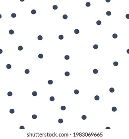 Polka dot, circles hand drawn vector seamless pattern. Circular geometrical simple texture. Monochrome round shapes on white background. Minimalist abstract wallpaper, background textile design