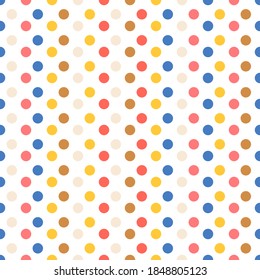 Polka dot colorful celebration circle seamless vector pattern