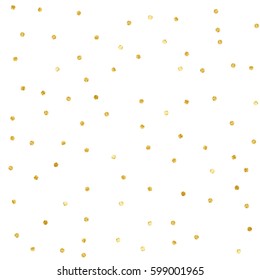 Polka Dot Confetti. Gold textured dots isolated.