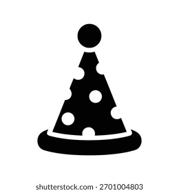 Polka Punkt konische Party Hut Symbol in schwarzer Silhouette für Geburtstag Feier Grafiken, Einladungen und Silvester Banner