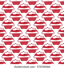 Polka dot cupcakes seamless vector pattern 