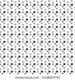 
Polka dot design, artistic. A pattern of polka gray in different tones and sizes scattered on a white background. Vector beautiful and fashionable illustration, seamless.