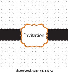 Diseño de puntos polka con elementos negros, marco vectorial