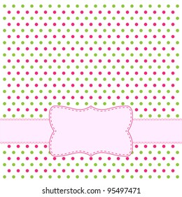 Polka dot design frame with pink label