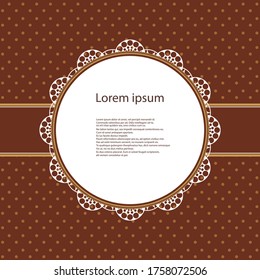 Diseño de puntos polka, marco vintage. Invitación.