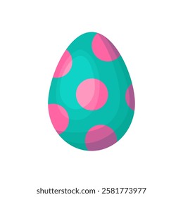 Polka Dot Easter Egg Clipart. In a hand-drawn style Turquoise egg color. Vector stock image isolated on white background. 